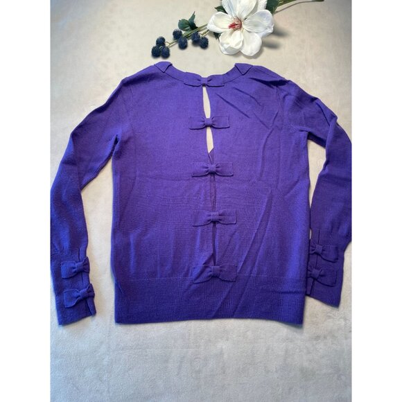 Juicy Couture Purple Bow Back Cardigan XS Sweater 100% Wool Cottagecore Bows Y2K - Picture 2 of 14